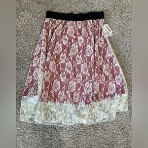 Accepting offers- LuLaRoe Elegant Lace Overlay Skirt in Red and White